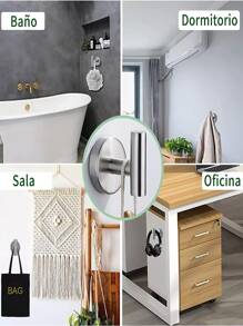 Juego de accesorios de baño con 9 piezas completo de almacenamiento de baño de acero inoxidable 304 - Plateado - Ver 3