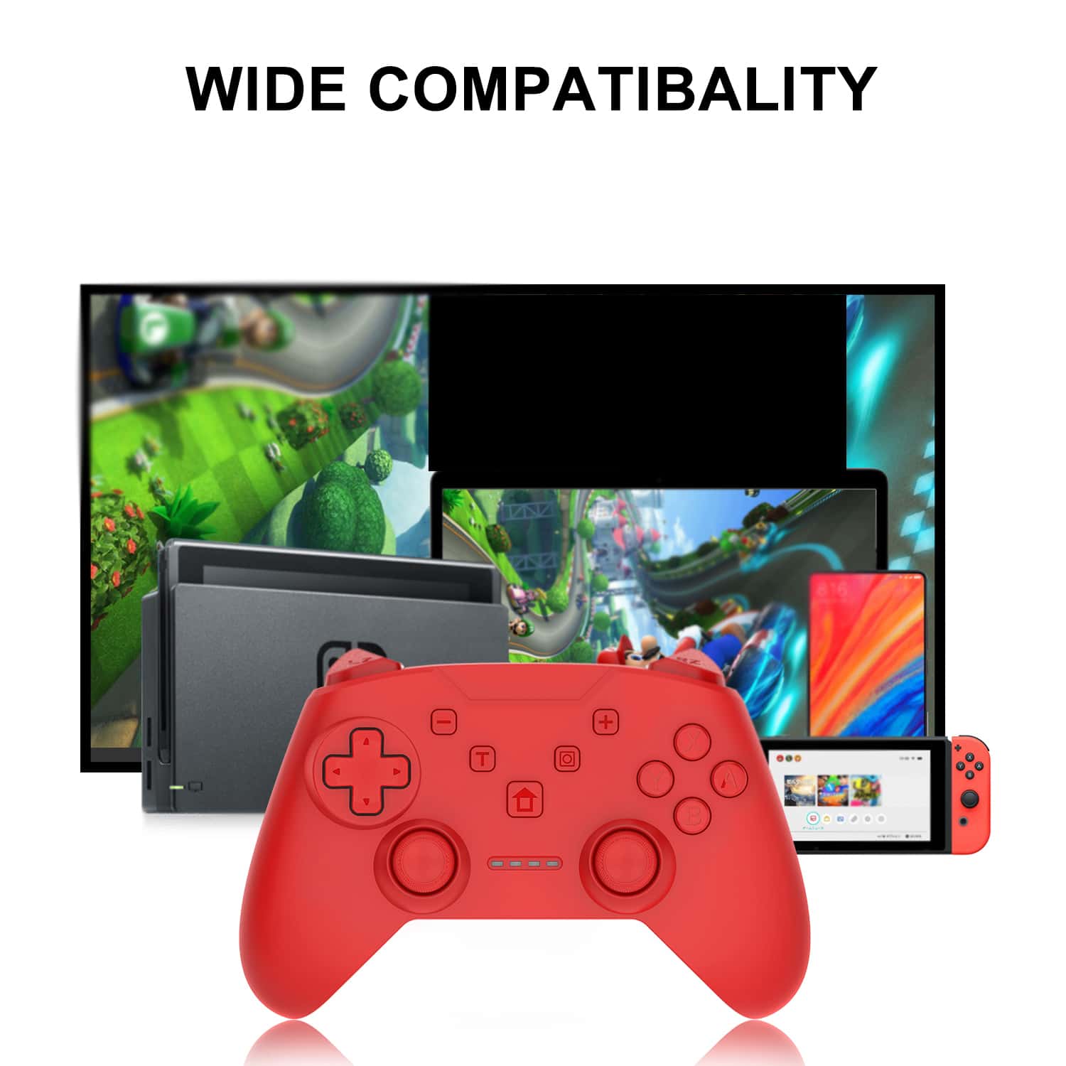 1 Pc YS01 Pure Red Vibration Feedback Wireless Game Controller