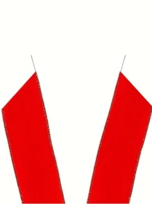 1個大型聖誕紅絨面花冠聖誕樹裝飾,金色飾邊聖誕蝴蝶結 - 紅色 - 查看 3