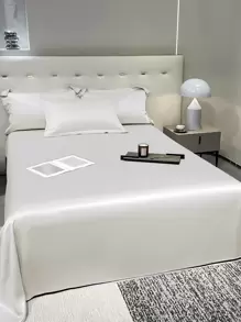 1pc Stylish And Simple Ice Silk Bed Sheet For Bedroom Home Textile Bedding Supplies