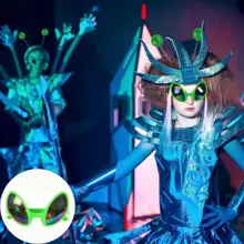 2 对外星人头带和眼镜，外星人天线头带彩虹镜片太阳镜，外星人头带，外太空主题万圣节成人发带遮光镜新奇化妆服装配饰 - 綠色 - 查看 7