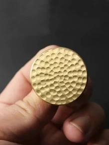 1入/4入手工鍛打鋅合金把手,純銅金色圓形把手,適用於衣櫥、櫥櫃、抽屜、梳妝台和家具手柄,含螺絲 - 金色 - 查看 1