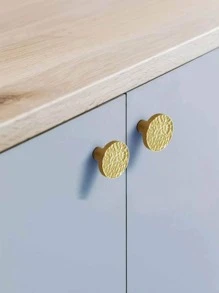 1入/4入手工鍛打鋅合金把手,純銅金色圓形把手,適用於衣櫥、櫥櫃、抽屜、梳妝台和家具手柄,含螺絲 - 金色 - 查看 4