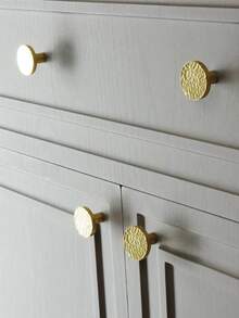 1入/4入手工鍛打鋅合金把手,純銅金色圓形把手,適用於衣櫥、櫥櫃、抽屜、梳妝台和家具手柄,含螺絲 - 金色 - 查看 5