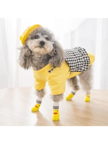 4入組寵物狗狗防滑襪配鞋,針織室內保暖狗貓襪子,秋冬寵物衣服,寵物用品