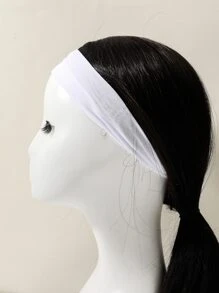 1/3 件纯色针织发带弹性纯色头带运动发带女士女孩适合瑜伽普拉提跑步骑自行车、健身房 - 白色 - 查看 3