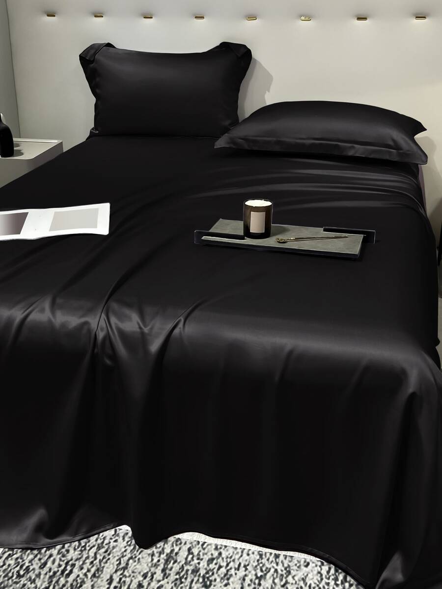 1pc Fashionable Simple Ice Silk Bed Sheet Bedding Textile For Bedroom