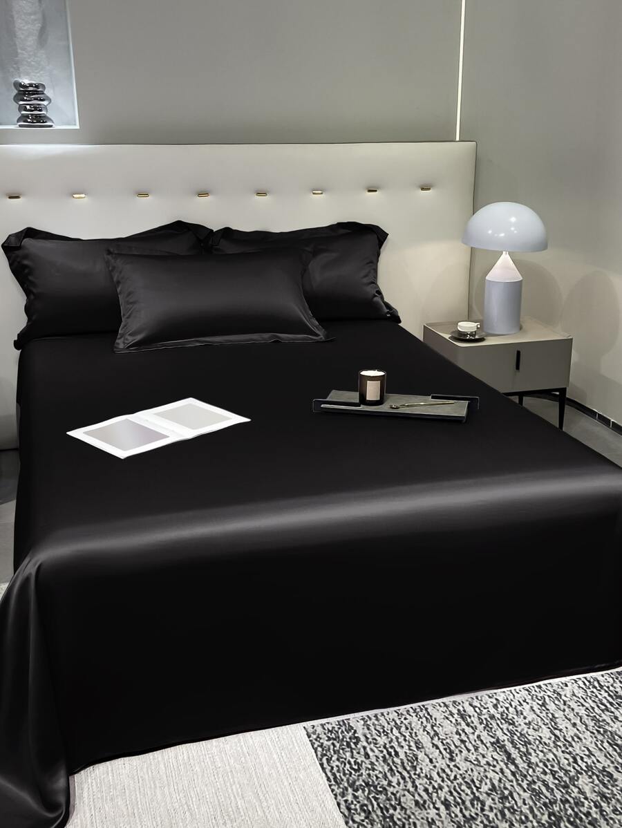 1pc Fashionable Simple Ice Silk Bed Sheet Bedding Textile For Bedroom
