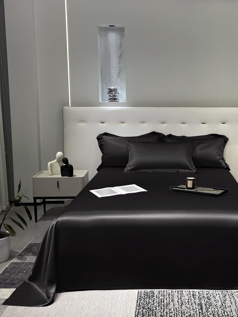 1pc Fashionable Simple Ice Silk Bed Sheet Bedding Textile For Bedroom