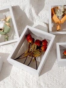 1 pieza Marco de exhibición transparente de doble cara, decoración de mesa, sin flores secas