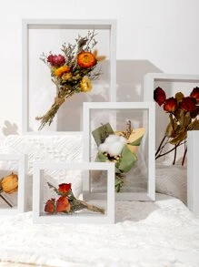 1 pieza Marco de exhibición transparente de doble cara, decoración de mesa, sin flores secas