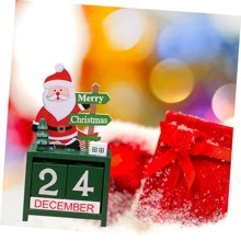 Wooden Calendar 1pc Christmas Countdown Calendar Perpetual Calendar Countdown to Zero Day Elk Gift Wooden Elder Green Christmas Countdown Never Ending Blocks - Green - View 5