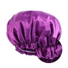 紫色素色特大號透氣家庭頭髮護理帽子,蕾絲浴帽,美妝頭髮帽子 - 紫色 - 查看 3