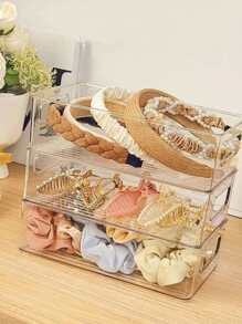 1入組透明亞克力多用途收納盒,可用在大&小尺寸,適用於台式機房間抽屜首飾類收納,寒冷收納,廚房檯面&櫥櫃整理和收納,混合性 - 無色 - 查看 4