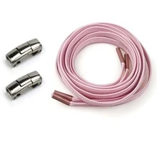 1set Pink Shoe Laces + Shoelace Buckles - Pink - View 1
