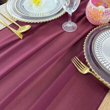 1 pieza Camino de mesa de gasa color vino tinto, decoración de fiesta