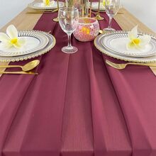 1 pieza Camino de mesa de gasa color vino tinto, decoración de fiesta
