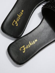 Women's Plus Size Flat Sandals, Vacation Style, Summer, Casual, Versatile, Outdoor Wear, Jewel Embellished Slides