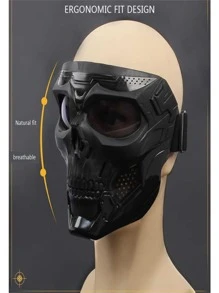 1 pieza Máscara de portador de cráneo de Halloween de fibra de vidrio y nailon resistente al impacto para juegos de airsoft, paintball y combate, apta para casco FAST