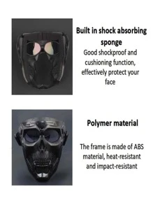 1 pieza Máscara de portador de cráneo de Halloween de fibra de vidrio y nailon resistente al impacto para juegos de airsoft, paintball y combate, apta para casco FAST