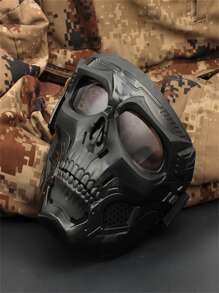 1 pieza Máscara de portador de cráneo de Halloween de fibra de vidrio y nailon resistente al impacto para juegos de airsoft, paintball y combate, apta para casco FAST