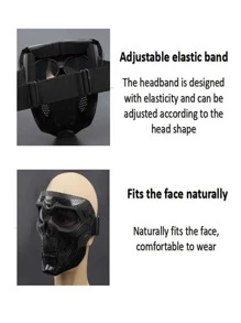 1 pieza Máscara de portador de cráneo de Halloween de fibra de vidrio y nailon resistente al impacto para juegos de airsoft, paintball y combate, apta para casco FAST