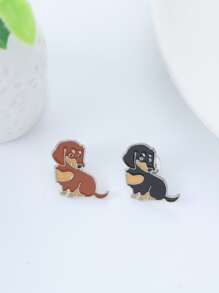 2pcs Alloy Dachshund Dog Shaped Brooch, Canvas Bag & Hat Accessories, Cute Cartoon Lapel Pin, Back To School Best Friends Couple Gifts