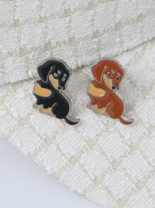 2pcs Alloy Dachshund Dog Shaped Brooch, Canvas Bag & Hat Accessories, Cute Cartoon Lapel Pin, Back To School Best Friends Couple Gifts