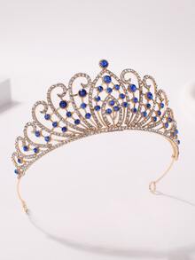 Chicas 1 pieza Diadema en forma de corona de metal con con diseño de diamante de imitación para adolescente - azul real - Ver 3