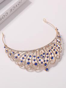 Chicas 1 pieza Diadema en forma de corona de metal con con diseño de diamante de imitación para adolescente - azul real - Ver 5