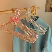 5Pcs/Set Portable Pearl Cloth Hangers Dog Accessories Storage Organizer Pet clothes hanger Clothes Hanger Cat Clothes Rack - Pink - View 3