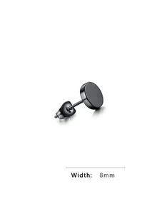 單個男款韓式時尚簡約耳環,流行、帥氣、適用於各種造型 - 黑色 - 查看 3