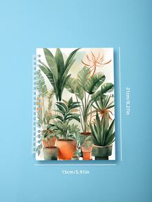 1本植物圖案硬殼活頁筆記本,內含120頁,創意可拆卸式日記筆記,適用於學生和上班族 - 彩色 - 查看 2