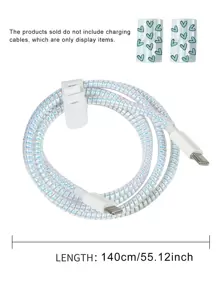 Bộ 3 sản phẩm/Bộ bảo vệ cáp USB: 2 sản phẩm bảo vệ cáp sạc + 1 cuộn dây 1,4m * 1 sản phẩm bảo vệ bộ sạc - Màu xanh lam - Xem 7