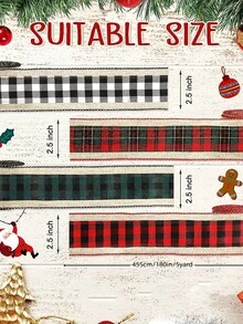 1 Roll Of 6.3cm Christmas Style Imitation Burlap Grid Ribbon - Multicolor - View 5