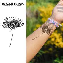 INKARTLINK Love Flower Temporary Tattoo Sticker, Long-lasting (1-2 Weeks), Realistic Tattoo, Waterproof & Frictionproof, In-e190 - Black - View 1