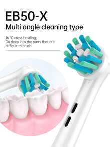 Set da 4 testine di ricambio per spazzolino elettrico, testine di pulizia bianche multi angolari di precisione