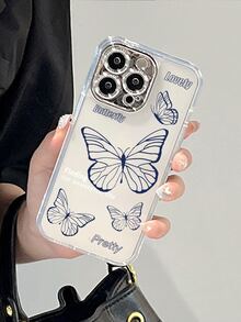 Màu bạc Mạ điện Hoạt hình Thiết kế con bướm 2 trong1 Bảo vệ máy ảnh Ốp lưng & bao da điện thoại - Trong sáng - Xem 5