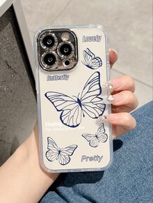 Màu bạc Mạ điện Hoạt hình Thiết kế con bướm 2 trong1 Bảo vệ máy ảnh Ốp lưng & bao da điện thoại - Trong sáng - Xem 2