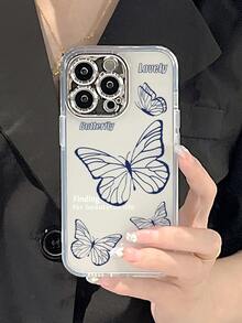Màu bạc Mạ điện Hoạt hình Thiết kế con bướm 2 trong1 Bảo vệ máy ảnh Ốp lưng & bao da điện thoại - Trong sáng - Xem 4