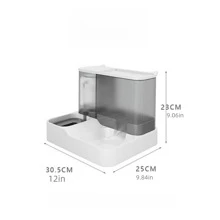 1 pieza Alimentador automático de mascotas & Dispensador de agua con de gran capacidad Cuenco para gatos con fluido agua diseño para perros con gatos , prevención boca - Gris - Ver 2
