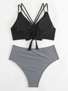 最新款性感優雅時尚條紋兩件式比基尼套裝