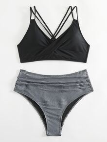 最新款性感優雅時尚條紋兩件式比基尼套裝