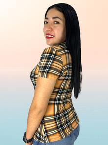 Blusa mangas cortas tela brush full print - Camel - Ver 3