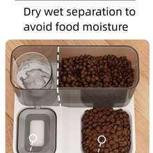 1 pieza Alimentador automático de mascotas & Dispensador de agua con de gran capacidad Cuenco para gatos con fluido agua diseño para perros con gatos , prevención boca - Gris - Ver 4