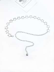 可爱 1 件女式五角星金属耐用细腰链，非常适合节日/派对/街头服饰/约会万圣节 - 銀色 - 查看 3