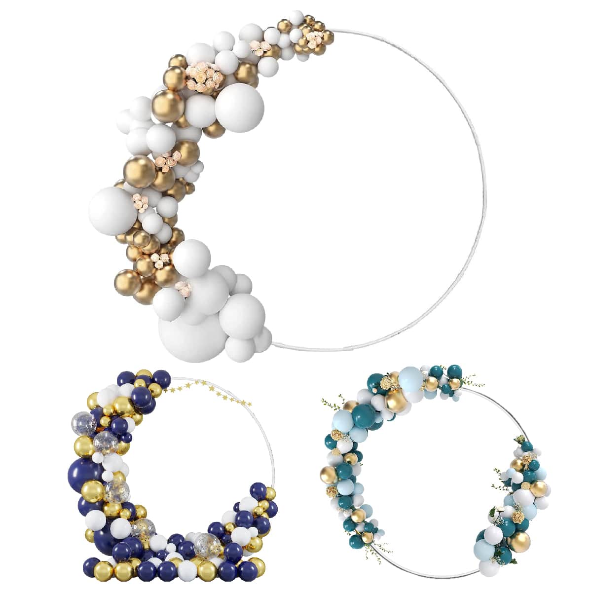 39/59/70.8 Inch Round Balloon Arch Kit, Reusable Round Backdrop Stand Kit , Balloon Arch Frame for Wedding Birthday Baby Shower Photo Background Party Decoration - White - View 1