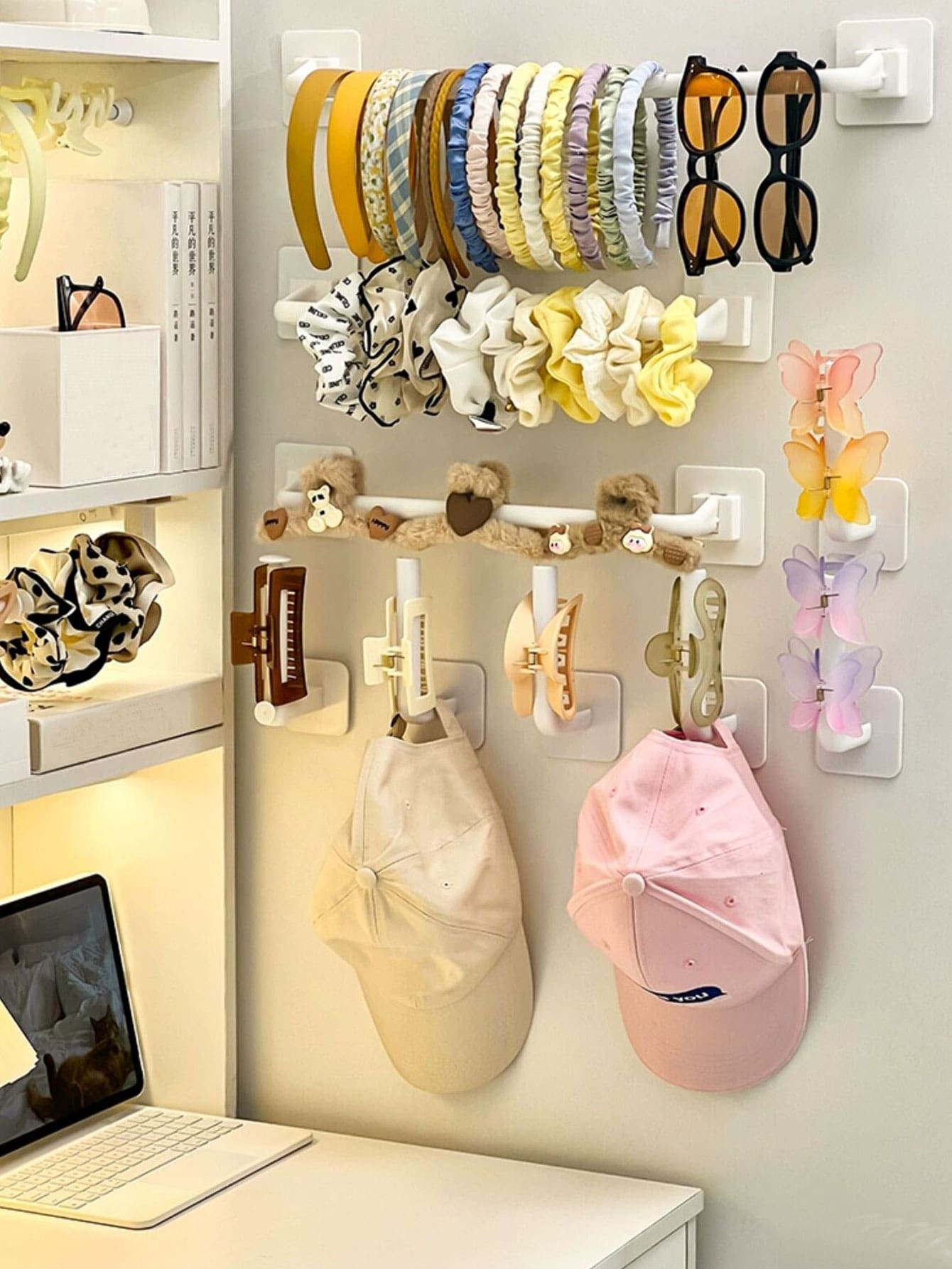 1pc Wall-Mounted Jewelry Organizer, Headwear & Hat Display Holder No-Drill Back To School