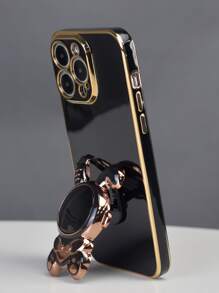 Plating Phone Case With Astronaut Design Phone Holder - Black - View 1