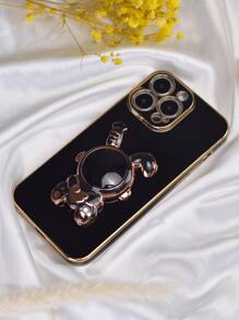 Plating Phone Case With Astronaut Design Phone Holder - Black - View 2